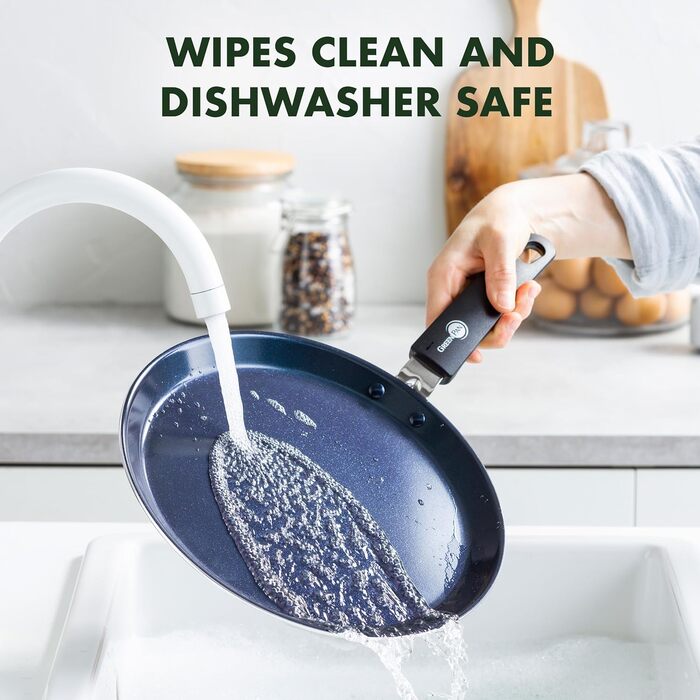 Сковорода для млинців GreenPan Torino 28 см, керамічна антипригарна, без PFAS, для індукції, для духовки до 160°C, можна мити в посудомийці, чорна
