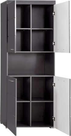 Високий шафа для ванної trendteam Amanda, 73x190x31 см, агавовий сірий глянець