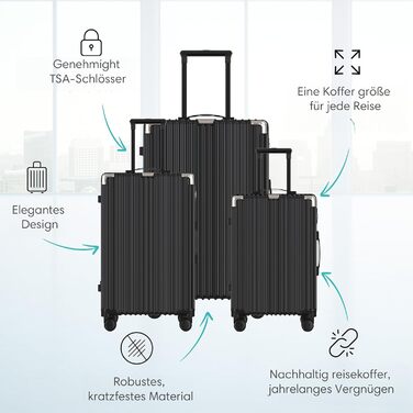 Валіза для ручної поклажі Voyagoux 113 л, велика жорстка валіза з ABS, TSA-замок, 4 колеса 360°, міцна і легка, 75x47x29 см, чорна