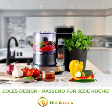 Електричний подрібнювач NUTRI-CHOPPER 4D з авто-ножем, BPA-free, німецький, універсальний кухонний процесор для овочів, м'яса, горіхів, песто
