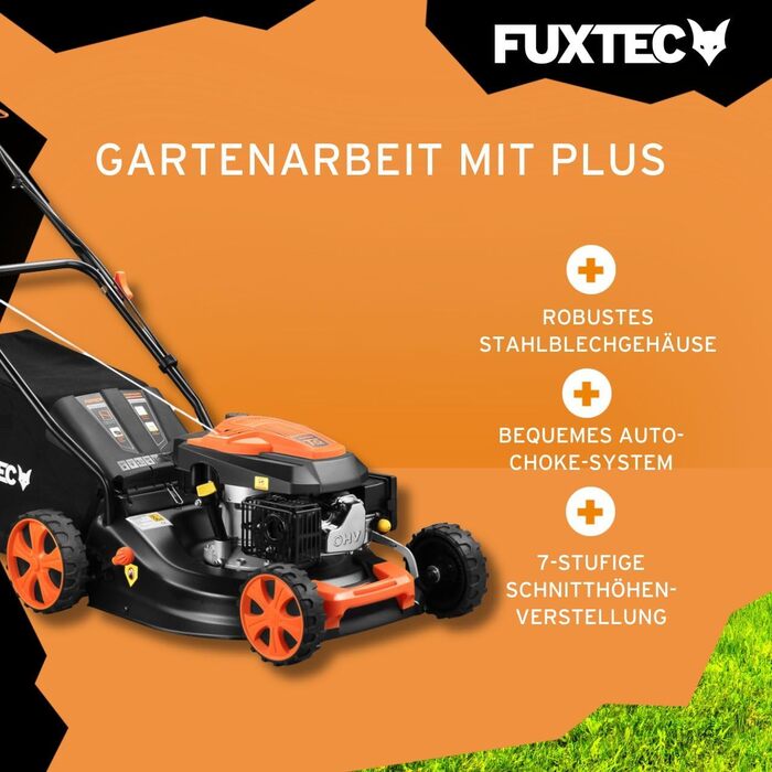 Бензокоса FUXTEC 3в1 FX-RM4646ECO: 3,5PS, 46 см, 50л кошик, мульчування, 25 кг