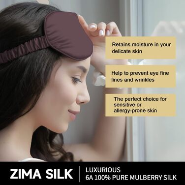 Шовкова маска для сну ZIMASILK з 100% натуральної шовкової мулбері, 22 моме, сіро-фіолетова, м'яка та комфортна
