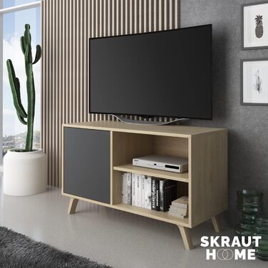 ТВ-тумба Skraut Home Wind 100 Puccini для вітальні, 57x95x40 см, сіра, для телевізора 32/40 дюймів, флігельні двері Puccini