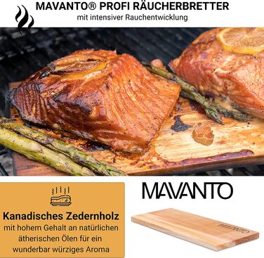 Дошки для грилю MAVANTO XXL з канадського кедра, коптильні, 30x14x1,5 см, набір 2 шт., для барбекю, товсті, багаторазові