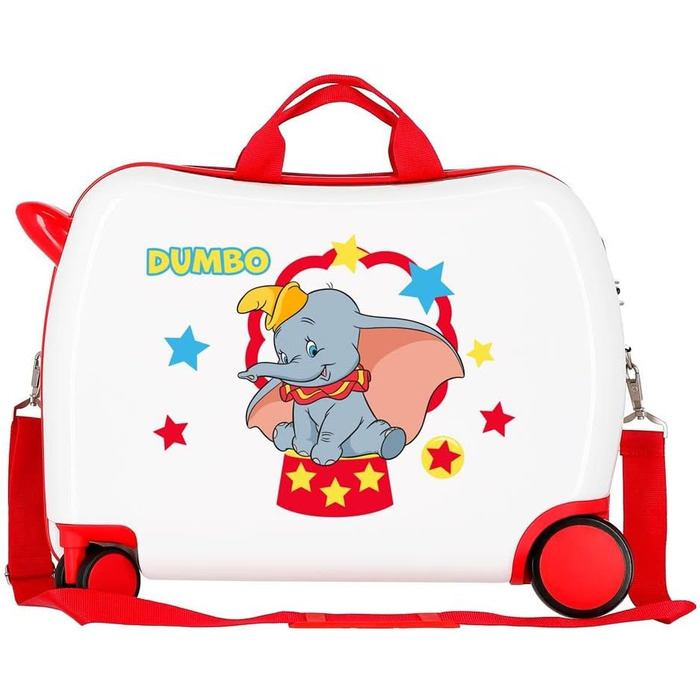 Дитяча валіза Disney Dumbo, біла, 50x39x20 см, жорсткий пластик, комбінований замок, 34 л, 1,8 кг, 4 колеса