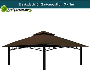 Заміна даху для павільйону 3x3 м, водонепроникний, Panama PVC 370 г/м², колір коричневий (модель 6), freigarten.de