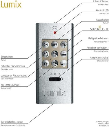 Світлодіодні свічки для ялинки Lumix® SuperLight Flame Metallic Mini Red 9cm, тепле біле світло, набір 12 шт. з пультом керування, 77146