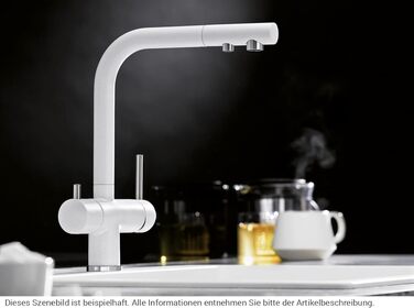 Змішувач кухонний BLANCO Fontas II з фільтром для води, висувний, Silgranit Weiß