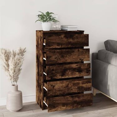 Комод vidaXL з висувними шухлядами, димчастий дуб, 60x36x103 см, ДСП