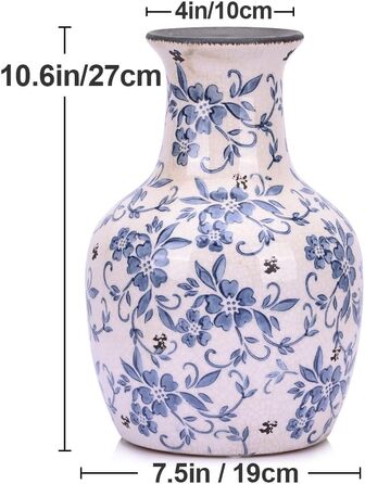 Ваза керамічна Blau-weiße Chinoiserie 27.9 см вінтажна для квітів та декору в стилі рустик, блакитна ваза для букета
