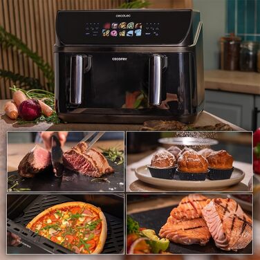 Аерофритюрниця Cecotec Cecofry & Grill Duoheat 4000 з грилем, 4 л, 1900 Вт, регулювання температури 40-200°C, 10 програм, Inox