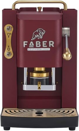 Кавомашина Faber Deluxe 3.0 ESE 44мм, червоний (Cherry Red). Електрична, з резервуаром 1л та регульованим пресом для кавових таблеток