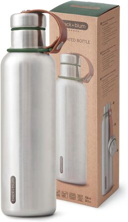 Термос-пляшка BLACK+BLUM Olive 750 мл, вакуумна з нержавіючої сталі, 12 годин гаряче, 24 години холодне, герметична, BPA-free, сучасний ретро-дизайн