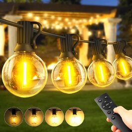 Ланцюжок прикрас LED для вулиці, 30 метрів, тепле біле світло, з пультом, диммування, для балкона, тераси, саду, павільйону, вечірки, вологостійкий