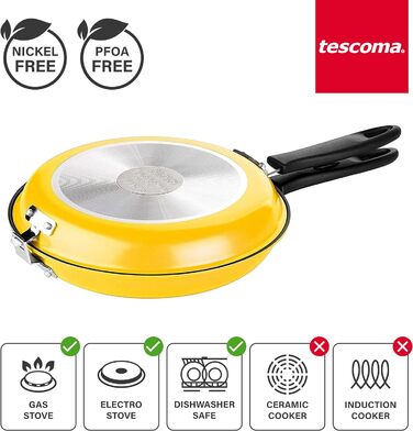 Сковорода Tescoma PRESTO 2-в-1 з антипригарним покриттям, 26 см, для омлетів та млинців, підходить для посудомийної машини