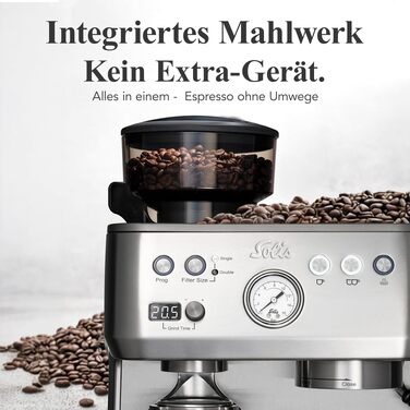 Кавомашина Solis Grind & Infuse Perfetta 1019 з вбудованою кавомолкою та функцією приготування еспресо, капучино та гарячої води - нержавіюча сталь
