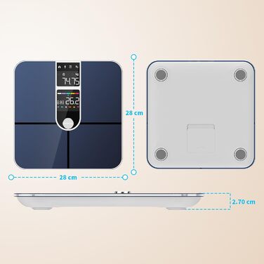 Розумні ваги Healthkeep з Bluetooth, подвійним екраном, ITO-покриттям, вимірюванням 16 параметрів тіла та пульсу, підтримкою додатку для Android/iOS, до 180 кг, сріблясті