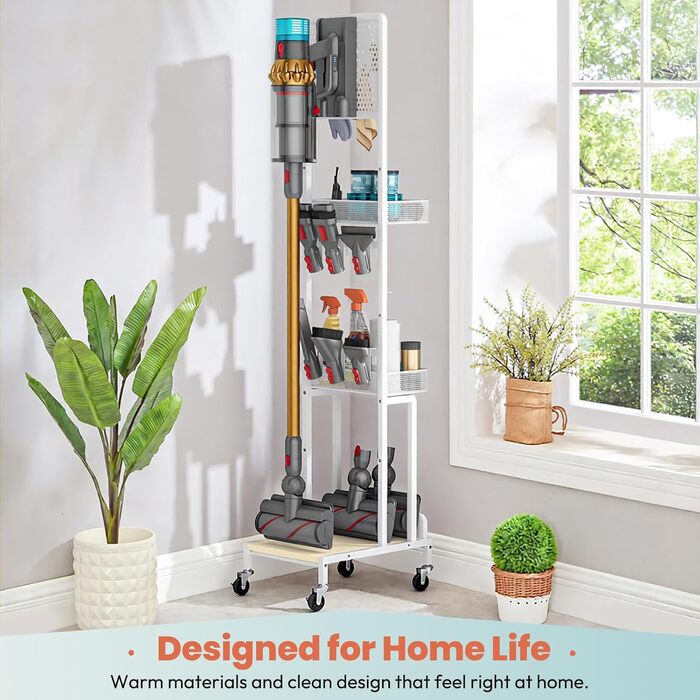 Підставка для пилососа Dyson V15, V12, V11, V10, V8, V7, V6 Gen5 з тримачем для насадок - біла