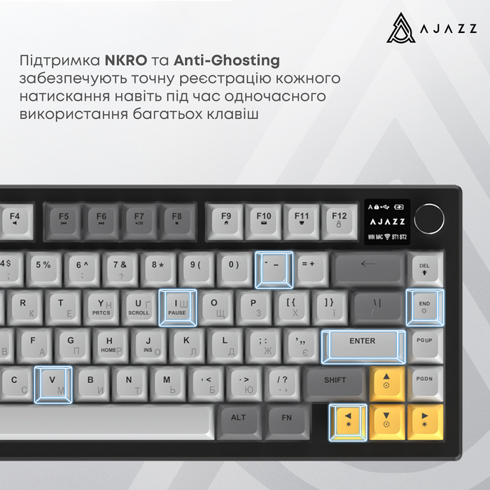 Бездротова мембранна клавіатура Ajazz AF82 (AF82-BW)