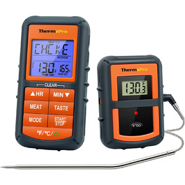 Термометр для барбекю ThermoPro TP07 з таймером, бездротовий, для грилю, духовки та коптильні, радіус дії 90 м