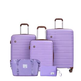 Набір валіз Travelhouse Ascona (5 предметів): ABS пластик, TSA замок, 4 колеса, дорожня сумка та косметичка, колір ліловий