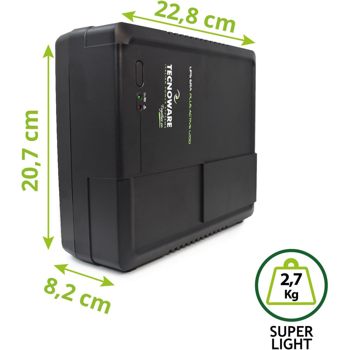 UPS Tecnoware ERA PLUS DC: Джерело безперебійного живлення для відеоспостереження та Wi-Fi, Powerbank 8800mAh, POE 24V/48V, захист від перепадів напруги та відключень до 240 хв