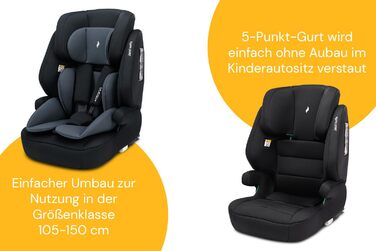 Дитяче автокрісло Osann Jazzi Isofix i-Size, з 1 року, для зросту 76-150 см, чорне, з регулюванням по висоті