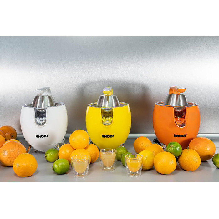 Електрична цитрусова соковижималка Unold 78132 Power Juicy, 300 Вт, для великих і малих цитрусів, BPA Free, мультиколор, знімна, можна мити в посудомийній машині