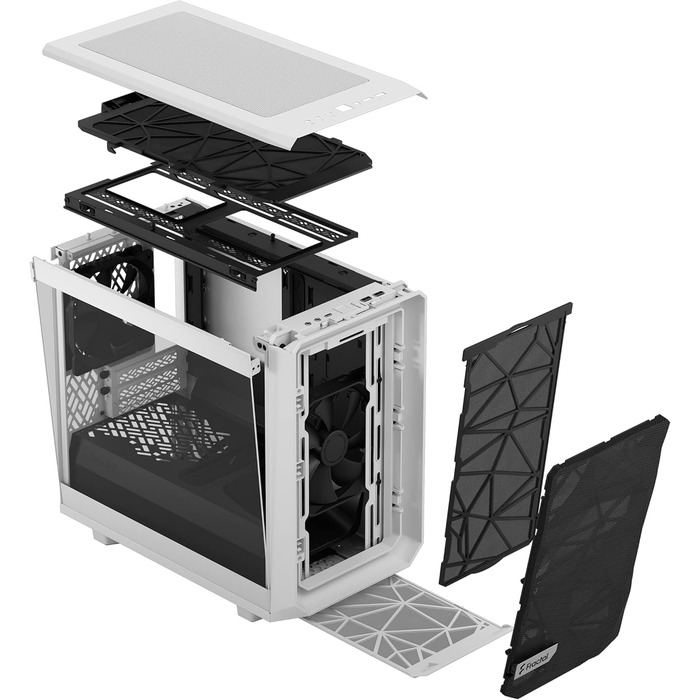 Корпус Fractal Design Meshify 2 Nano White TG Clear Tint, білий, скляна панель, компактний, для ігрових ПК