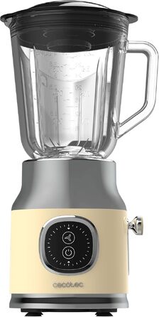 Блендер стаціонарний Cecotec RetroTwist Black 800W з глечиком 1л, титанове покриття ножів, імпульсний режим, вінтажний дизайн (жовтий)