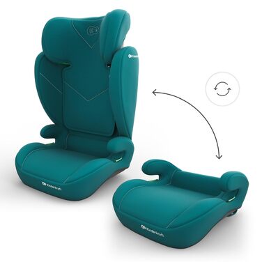 Дитяче автокрісло Kinderkraft I-SPARK 2 PRO (100-150 см), 2в1, i-Size, чорне/зелене