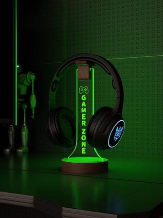 Підставка для навушників YuanDian Gamer Zone з підсвіткою RGB, дерев'яний тримач для геймерських навушників, 16 кольорів для декору ігрової кімнати, подарунок геймеру