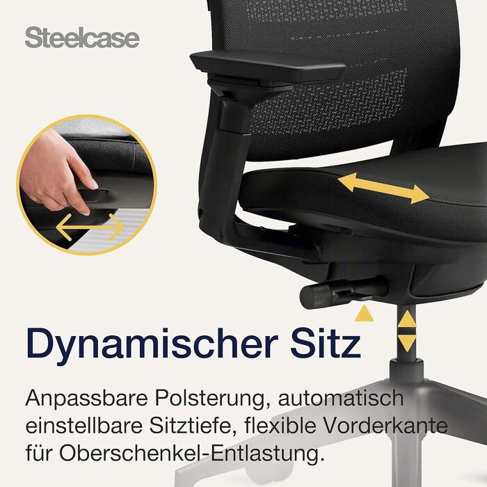 Ергономічне крісло Steelcase Series 2 з підтримкою спини LiveBack, 4D підлокітники, регульована підголівник, Трюфель (Чорний Онікс, Сучасний)