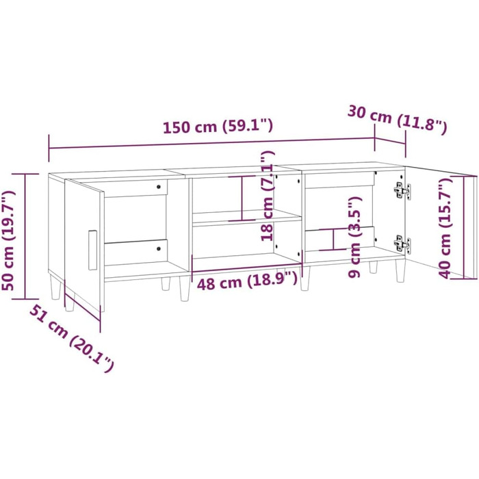 TV тумба vidaXL 150x30x50 см біла, деревостружкова плита, меблі для вітальні, телевізійний стіл, тумба під телевізор