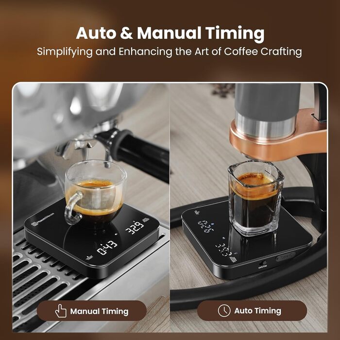 Таймерна вага для еспресо та пуроверу Maestri House Mini-Kaffeewaage 2кг/0.1г, чорна - портативні кухонні ваги з автоматичним вимірюванням часу