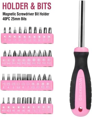 Набір інструментів WORKPRO Pink 103 предмети в сумці для дому та ремонту - ідеальний подарунок для майстра DIY