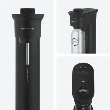 Сифон для газування води GROHE Blue Fizz Starter Set, чорний (3 рівні газування, пляшка 0.85л, порошок для очищення), 31943K00