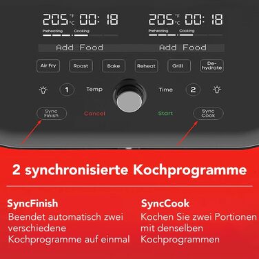 Фритюрниця з подвійною чашею Instant Vortex Plus ClearCook, 7.6 л, 8-в-1, цифрова аерофритюрниця, чорна, XL, 1700 Вт – для запікання, смаження, грилю, дегідрації, підігріву