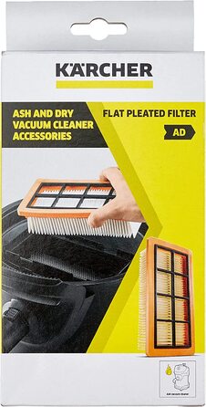 Оригінальний плоскофільтр Kärcher KFI 7420 для пилососів AD 2, AD 4 Premium, AD 3, AD 3.200, AD 3.000 (1 шт.), для збору попелу та сухого прибирання