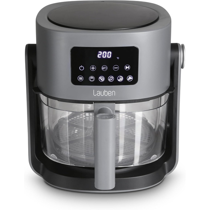 Аерофритюрниця Lauben Glass&Grill 3в1 5500BG, 5,5 л, скляний кошик, 6 програм, гриль і сковорода