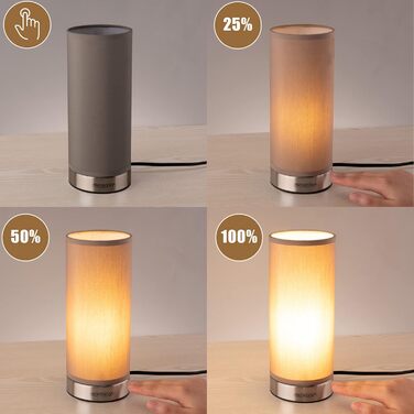Настільна лампа Monzana 2 шт. з LED, димер, тканинний абажур, сенсорне керування, для спальні та вітальні, колір тауп, матова основа