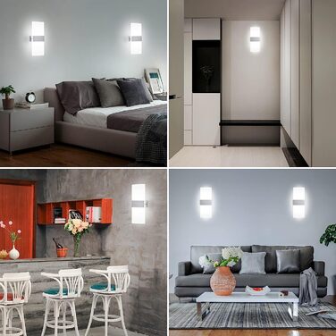 Lightsjoy LED настінний світильник 12W, сучасний, для внутрішнього освітлення, холодне біле світло, для спальні, коридору, вітальні, сходів