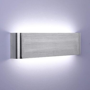 Lightsjoy LED настінний світильник 16Вт, сучасний, сріблястий, IP44, світло вгору-вниз, для коридору, спальні, вітальні, сходів, тепле біле світло, 30 см