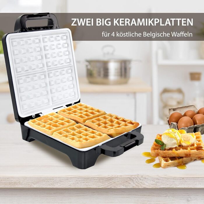 Вафельниця Syntrox Germany 1600 Вт з керамічним покриттям для 4 бельгійських вафель