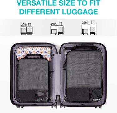Набір компресійних органайзерів для подорожей Bagsmart, 2 шт, розширювані куби для пакування речей у валізу, чорні