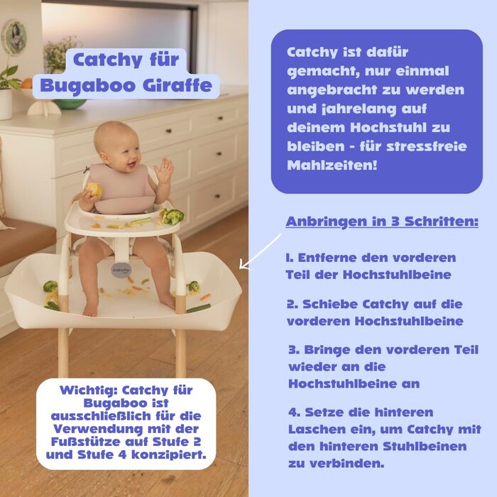 Ловця крихт CATCHY для стільчика Bugaboo Giraffe — аксесуар-піддон для збору їжі та крихт (Білий)