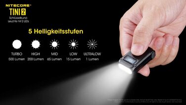 Ліхтар-брелок Nitecore TINI 2, 500 люмен, акумуляторний, чорний