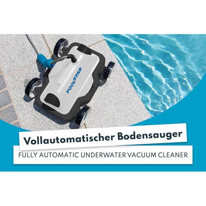 Steinbach Poolrunner S63 – бездротовий пилосос для басейнів, до 25 м², до 60 хв роботи, підходить для солоної води, для дна басейну