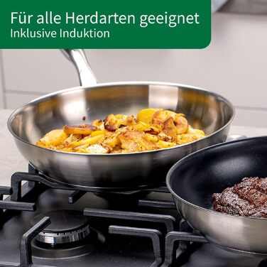 Набір сковорідок Fackelmann Chefkoch München зі сталі, 2 шт. (24 та 28 см), для індукційних плит, підходять для посудомийних машин
