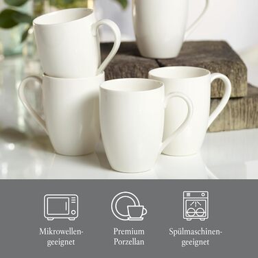 Набір білих чашок з ручкою vivo Villeroy & Boch, 6 шт, базова серія, фарфор